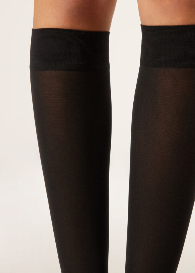 30 Denier halbtransparente Microfiber-Kniestrümpfe