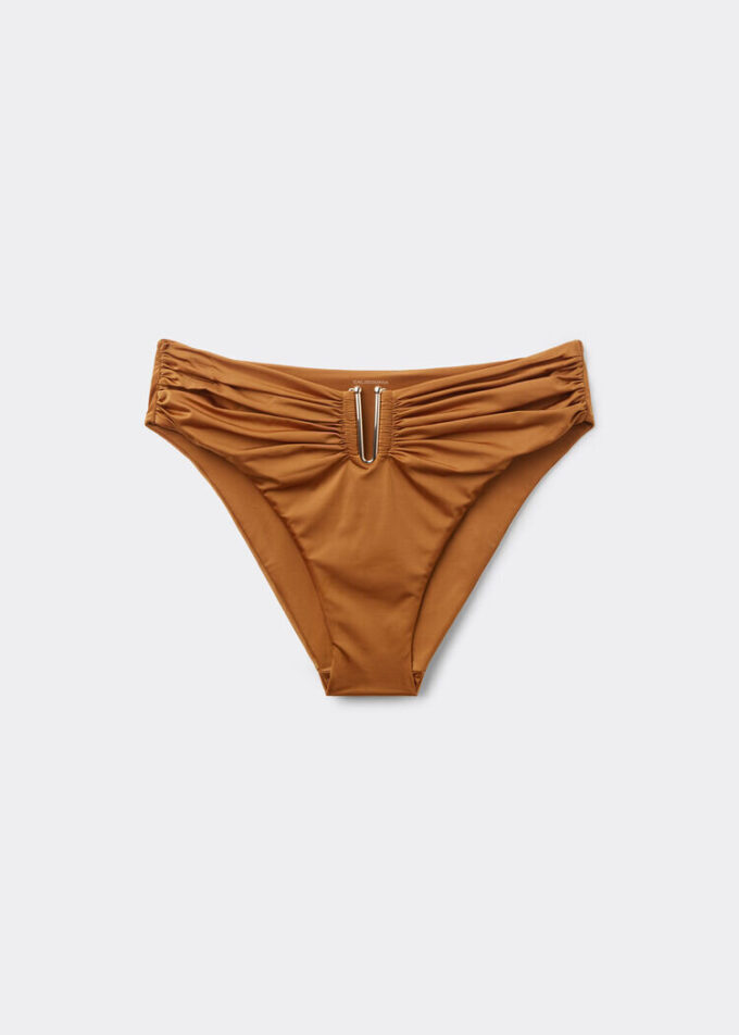 Badehose mit hoher Taille aus glänzendem Satin