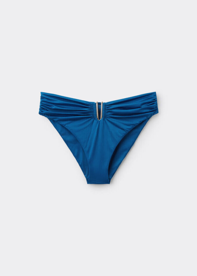 Badehose mit hoher Taille aus glänzendem Satin