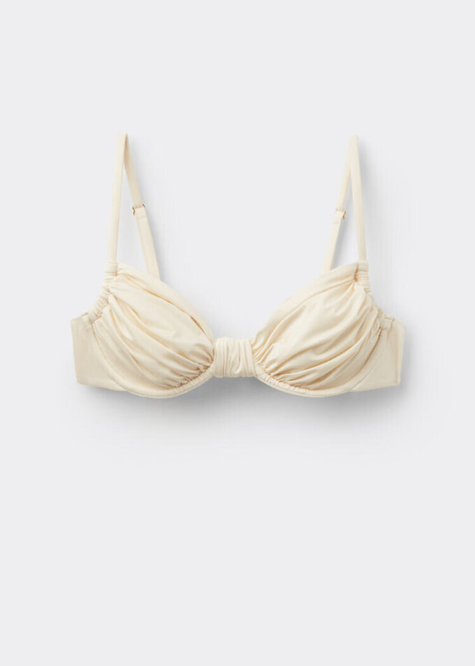 Balconette-Bikinioberteil aus glänzendem Satin