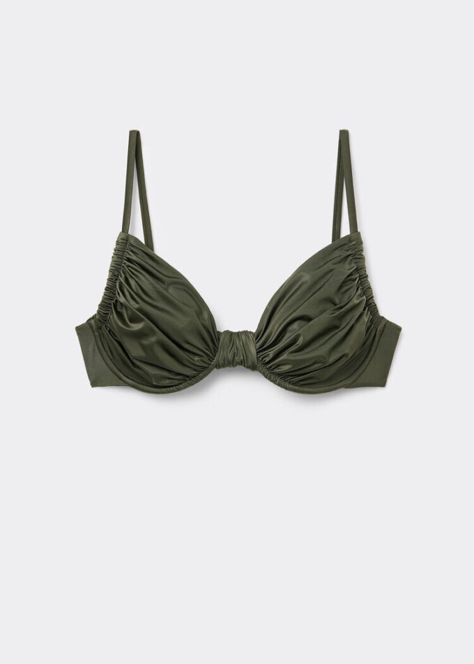 Balconette-Bikinioberteil aus glänzendem Satin