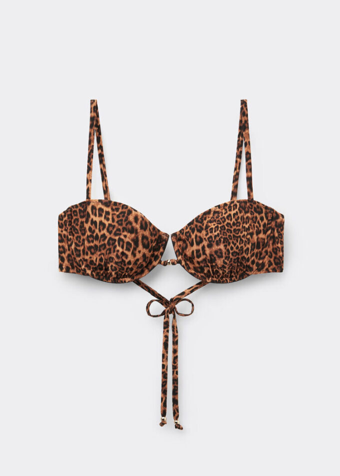 Balconette-Bikinioberteil im Wild-Animalier-Stil