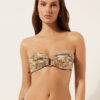 Bandeau-Bikini-Oberteil mit tropischem Blattmuster