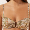 Bandeau-Bikini-Oberteil mit tropischem Blattmuster