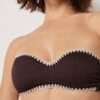Bandeau-Bikini-Oberteil mit zweifarbiger Stickerei