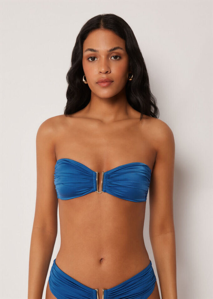 Bandeau-Bikinioberteil aus glänzendem Satin