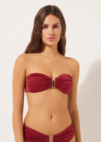 Bandeau-Bikinioberteil aus glänzendem Satin
