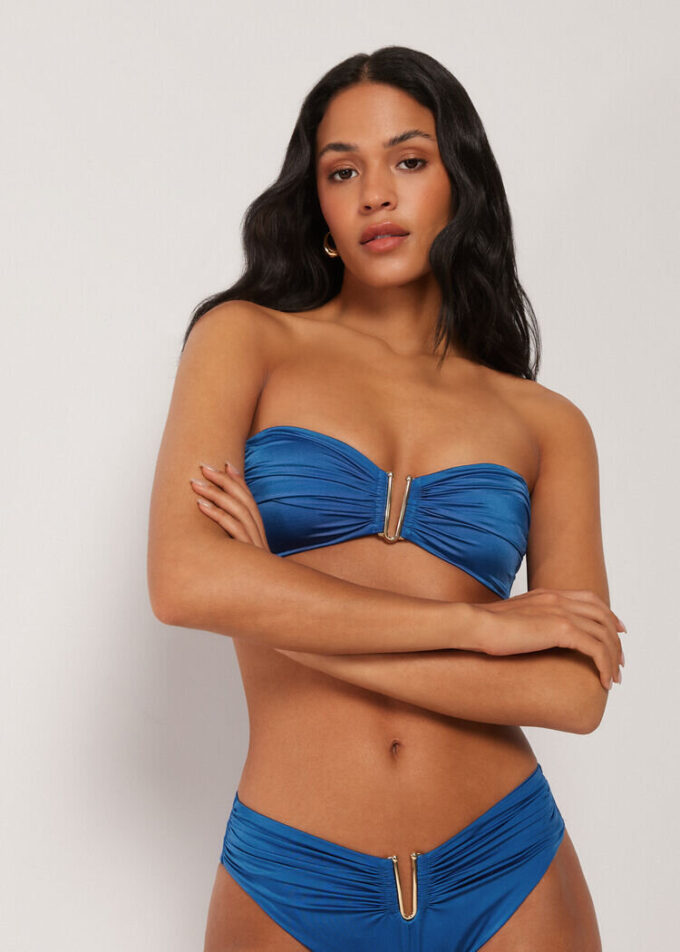 Bandeau-Bikinioberteil aus glänzendem Satin