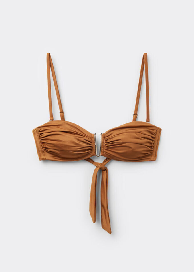 Bandeau-Bikinioberteil aus glänzendem Satin