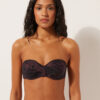 Bandeau-Bikinioberteil Dark Animalier