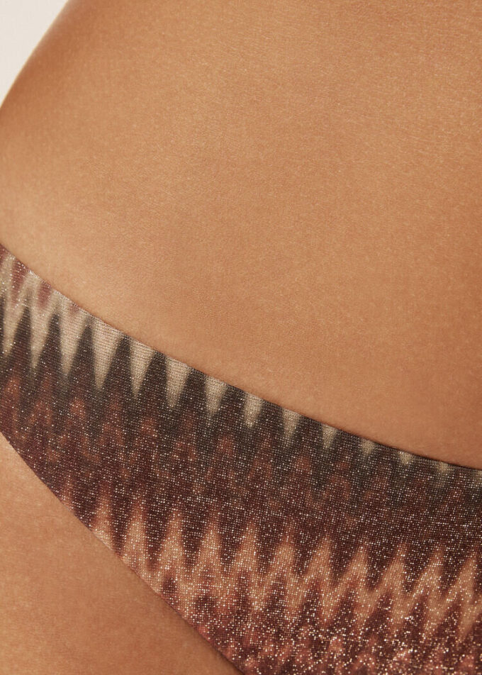 Bikini-Hose mit goldenen Chevron-Streifen