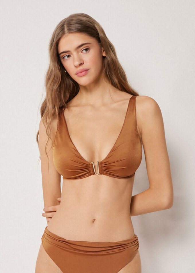 Bikini-Oberteil im Tank-Stil aus glänzendem Satin