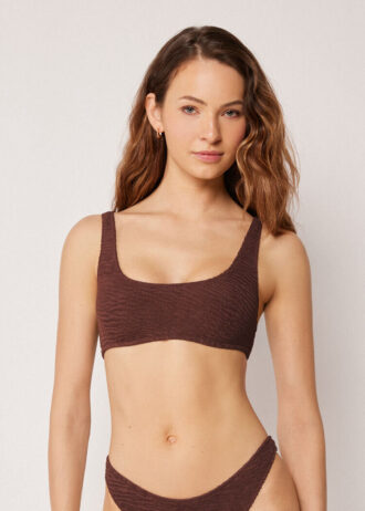 Bikini-Oberteil im Tank-Stil mit Crinkle-Wellen