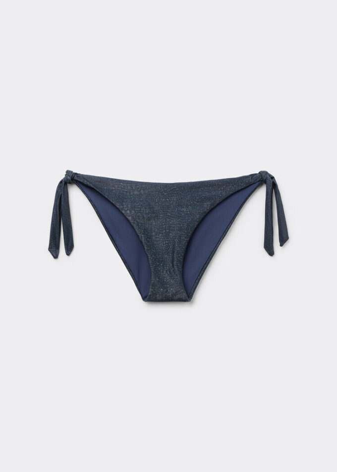 Bikinihose mit seitlicher Schnürung in leuchtendem Python-Look