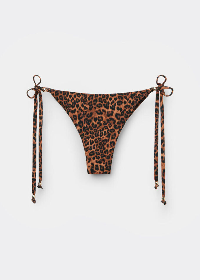 Bikinihosen mit seitlicher Schnürung im Wild-Animalier-Stil
