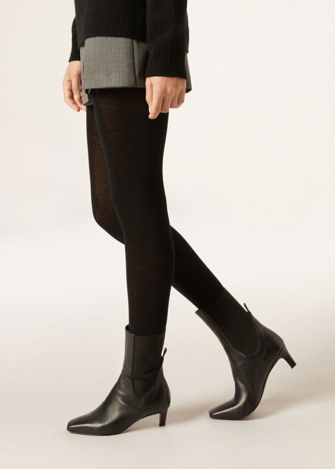 Blickdichte, matte Strumpfhose aus Kaschmir und Modal