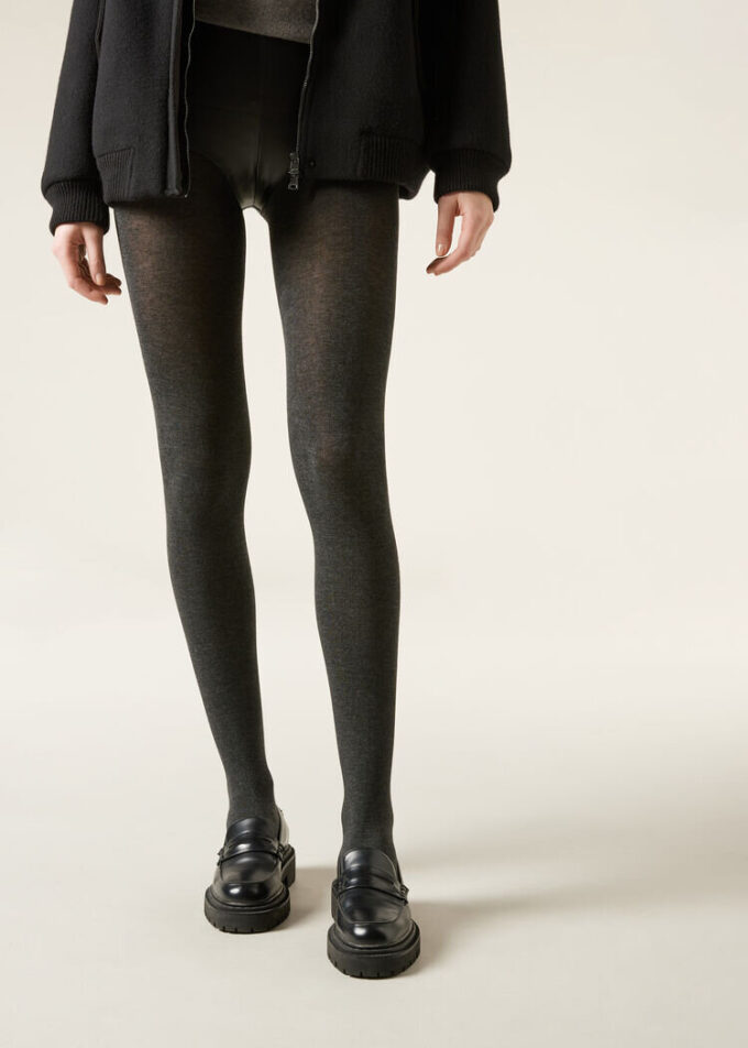 Blickdichte, matte Strumpfhose aus Kaschmir und Modal