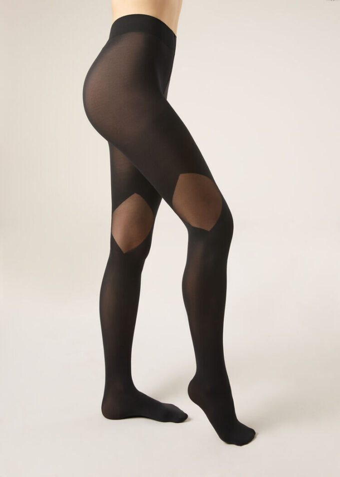 Blickdichte Strumpfhose mit transparenten Einsätzen
