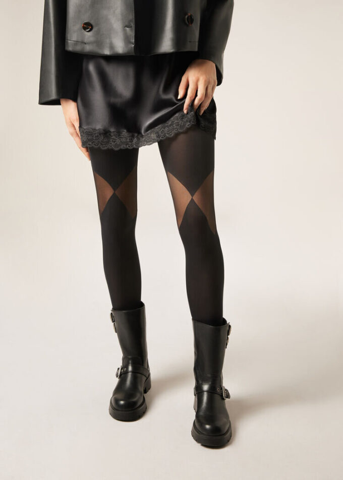 Blickdichte Strumpfhose mit transparenten Einsätzen