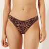 Braune Brazilian-Bikinihose mit Animal-Print
