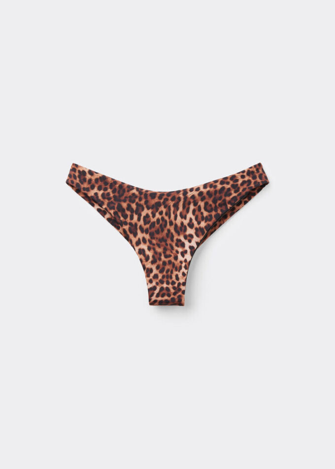 Braune Brazilian-Bikinihose mit Animal-Print
