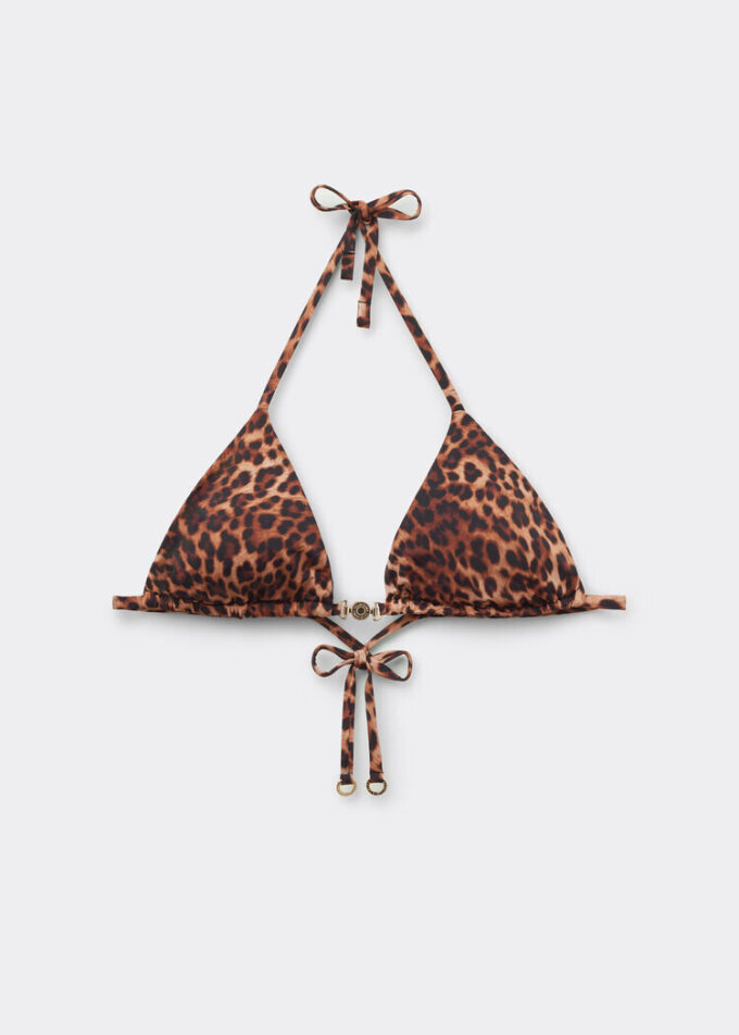 Braunes Triangel-Bikinioberteil mit Animal-Print Braunes Triangel-Bikinioberteil mit Animal-Print