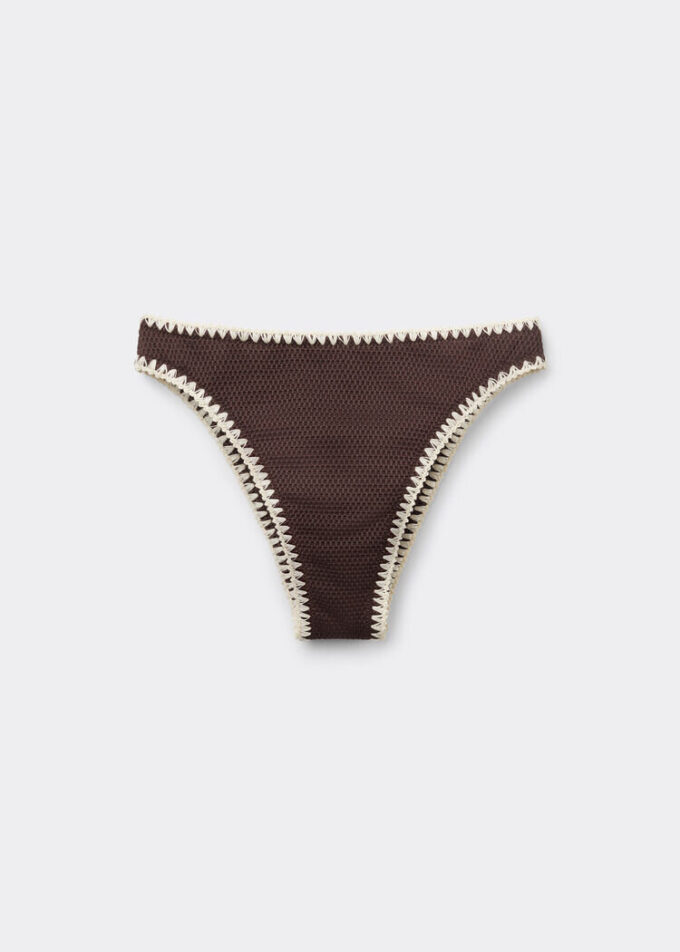 Brazilian-Bikinihosen mit hoher Taille und zweifarbiger Stickerei