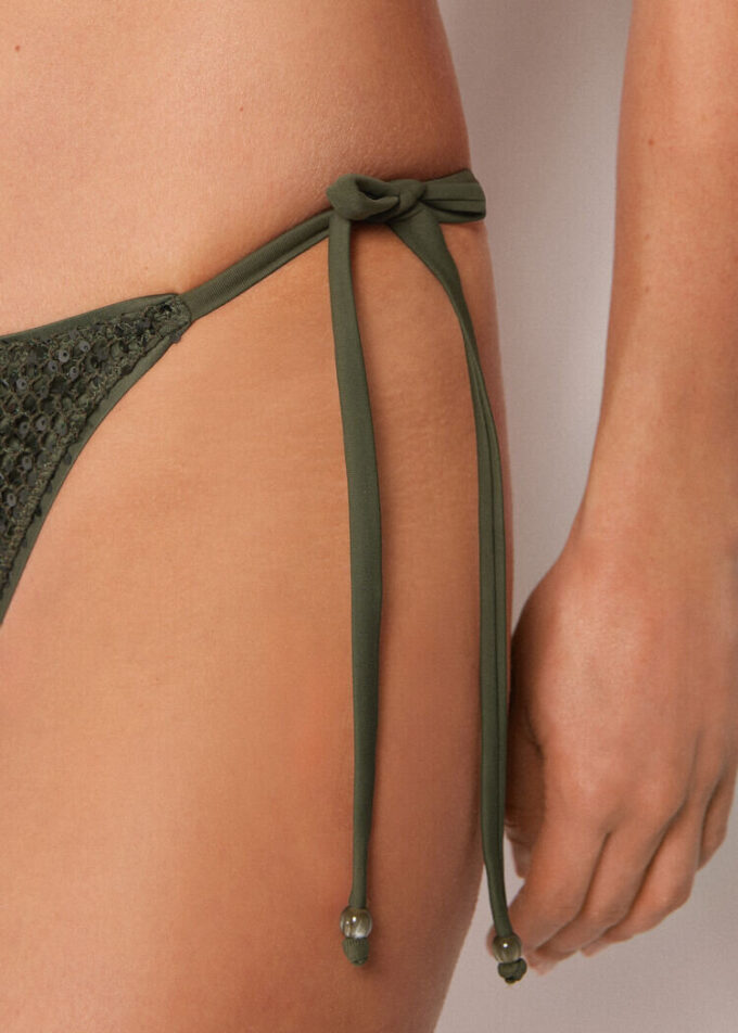 Brazilian-Bikinihosen mit Pailletten-Netz