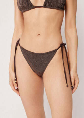 Brazilian-Bikinihosen-Unterteil in Braun mit Glitzer