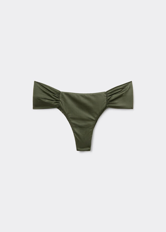 Drapierte Brazilian-Bikinihose aus glänzendem Satin