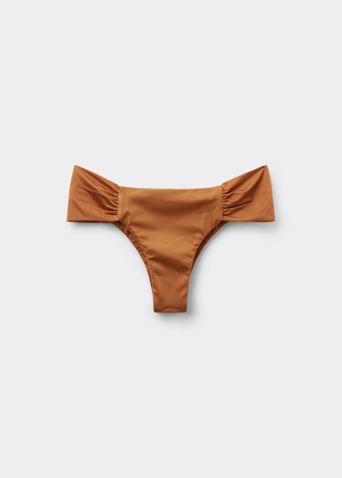 Drapierte Brazilian-Bikinihose aus glänzendem Satin