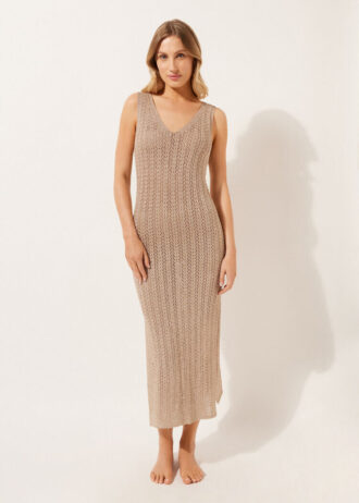 Gehäkeltes Lamé-Maxikleid