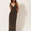 Gehäkeltes Lamé-Maxikleid