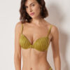 Gepolstertes Push-up-Bikinioberteil aus glänzendem Satin