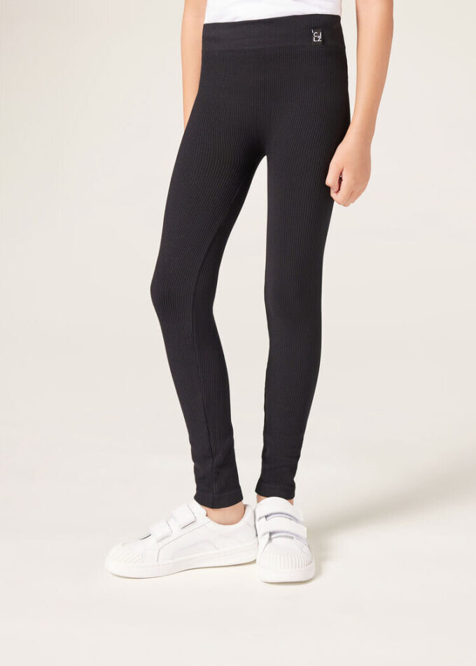 Gerippte Leggings für Mädchen