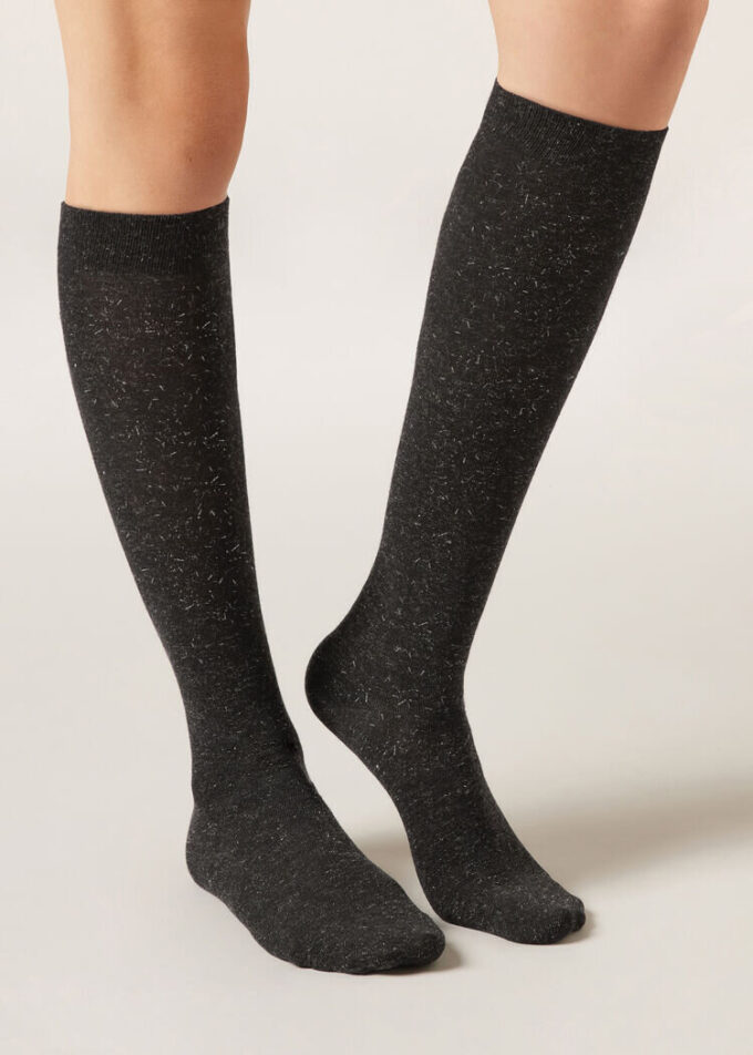 Glitzernde lange Socken mit Kaschmir