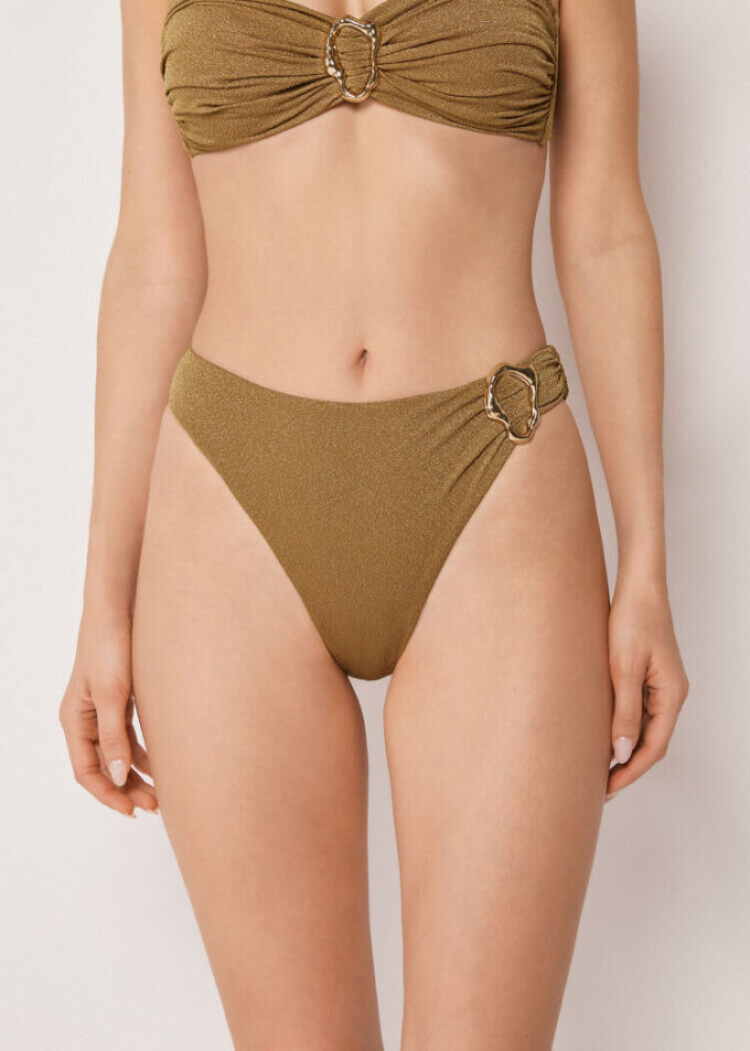 Hoch taillierte Brazilian-Bikinihosen mit raffiniertem Glanz