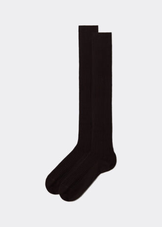 Lange Herrensocken aus Lisle-Garn mit Rippmuster