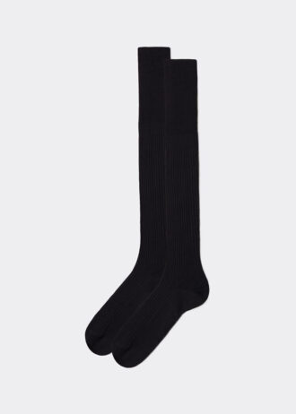Lange Herrensocken aus Lisle-Garn mit Rippmuster