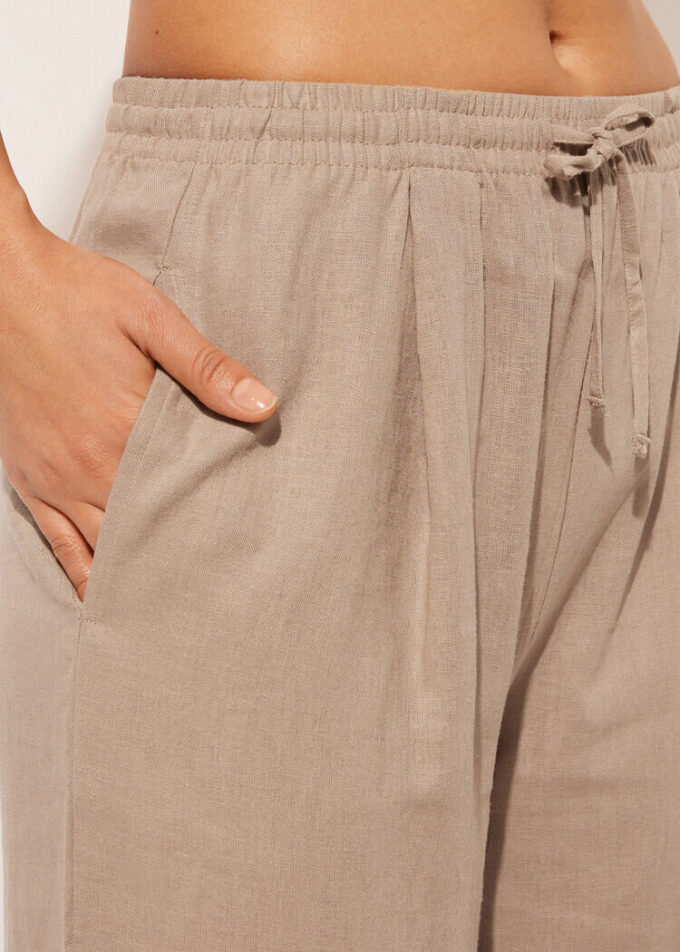 Palazzo-Hose aus Leinen und Viskose