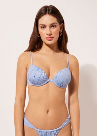 Push-up-Bikinioberteil aus glänzendem Satin