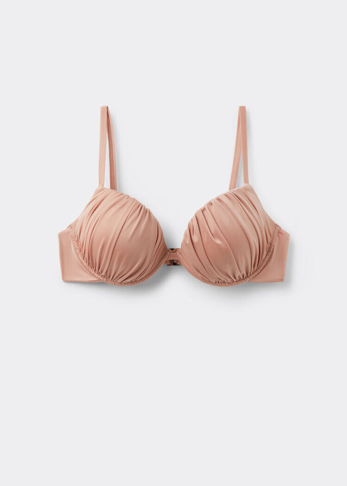 Push-up-Bikinioberteil aus glänzendem Satin