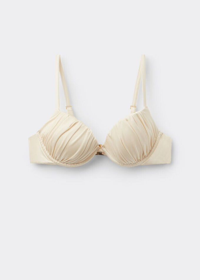 Push-up-Bikinioberteil aus glänzendem Satin