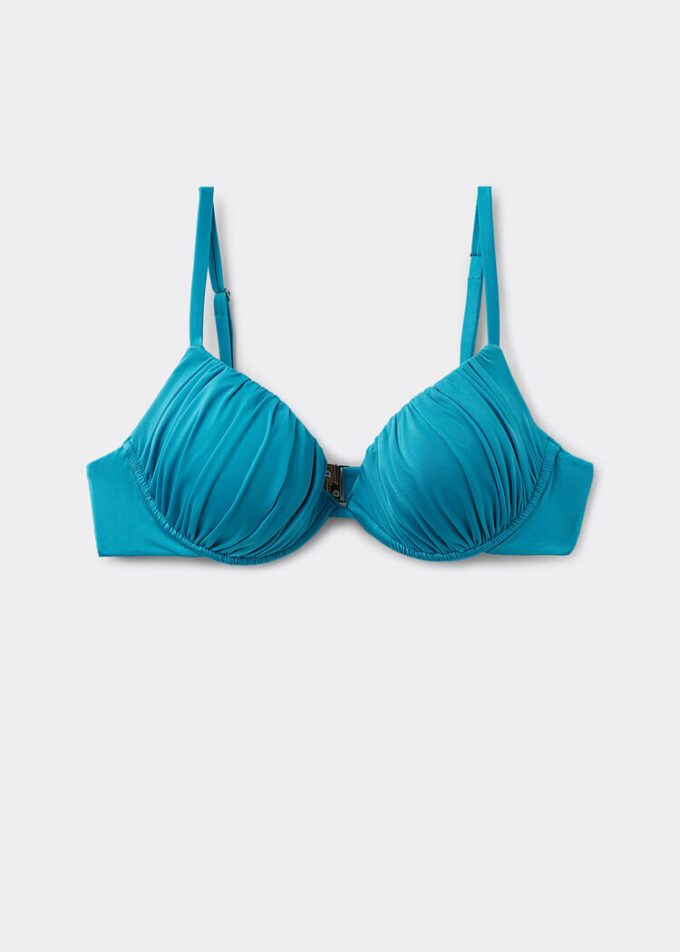 Push-up-Bikinioberteil aus glänzendem Satin