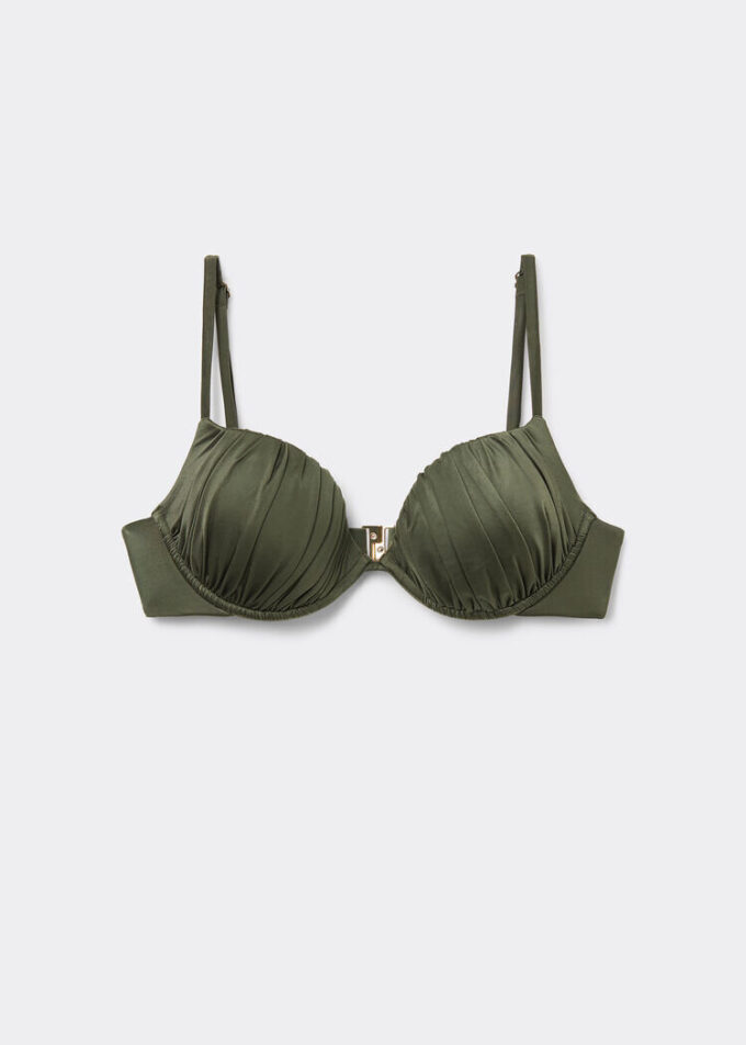 Push-up-Bikinioberteil aus glänzendem Satin