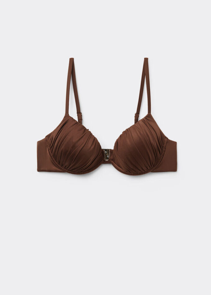 Push-up-Bikinioberteil aus glänzendem Satin