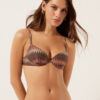 Push-up-Bikinioberteil mit goldenem Chevron-Muster