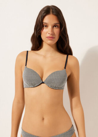 Push-up-Bikinioberteil mit goldenen Streifen