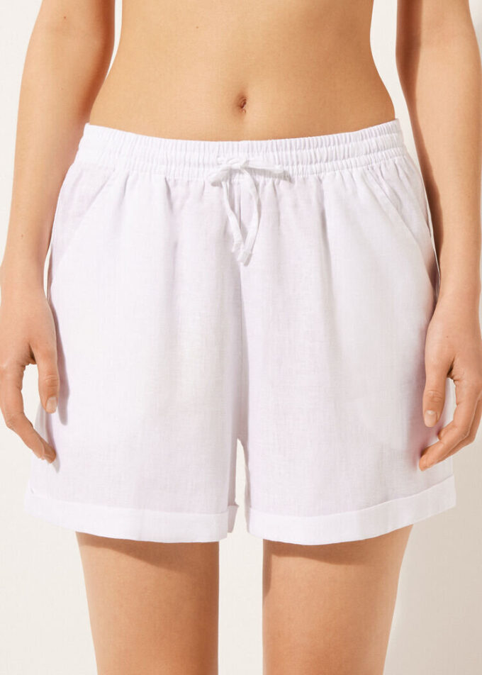 Shorts aus Leinen und Viskose