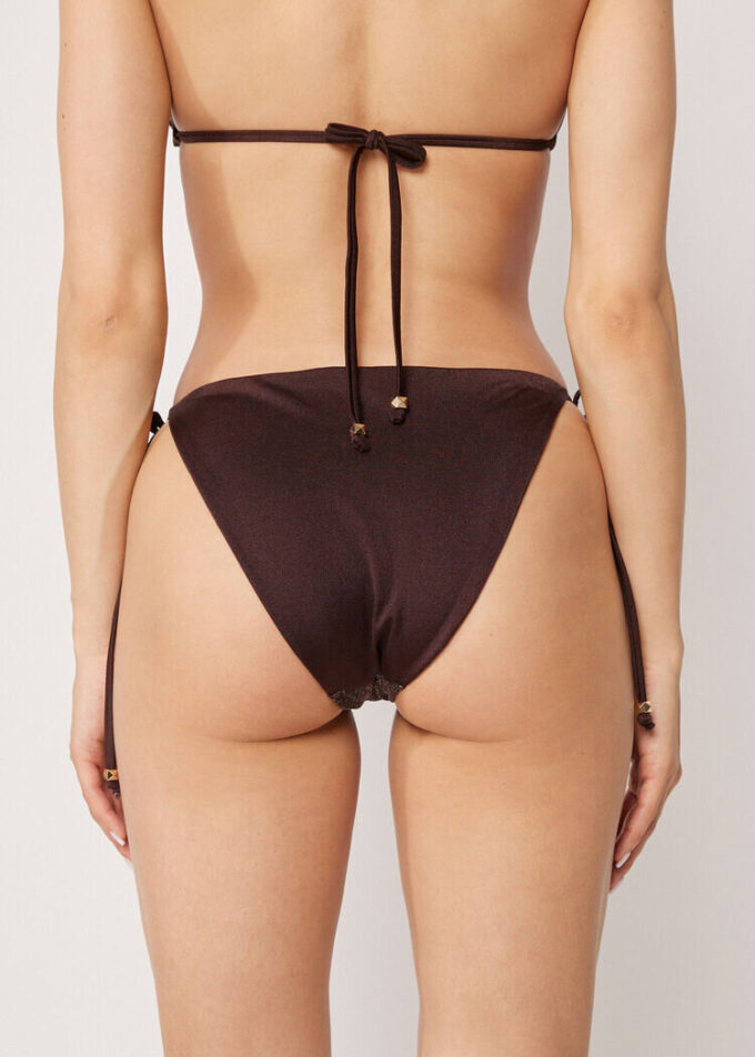String-Bikinihose „Brown Glitter“